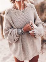 Long Sleeve O Neck Knitted Womens Sweaters 2023 Pullover Autumn Winter Solid Plus Size Fluffy Sweater Jumper Ladies Knitwear