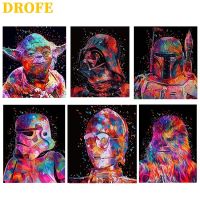 ♀♦ DROFE ภาพวาดระบายสีตามตัวเลข ผ้าใบ รูป Star Wars ขนาด 50X40 ซม.