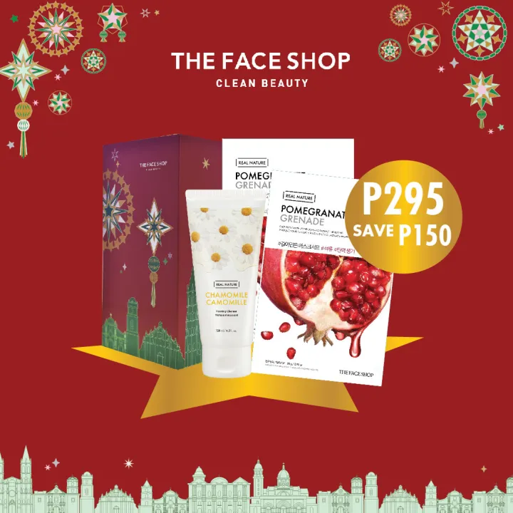 The Face Shop Cleanser Mask Sheet Set Real Nature Chamomile/Pomegranate Christmas Gift Set