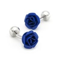 Men 39;s Rose Cuff Links Copper Material Blue Color