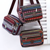 Multi Layer Messenger Bag Women 2022 Striped Canvas Single Bag Woman Mobile Phone Crossbody Bag Nylon Oxford Shoudler Bag