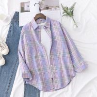 Womens shirts in stockNew autumn tops plaid shirt jacket jacket retro Hong Kong flavor spring and autumn long-sleeved spring Korean version