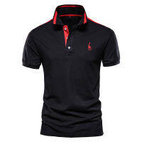 AIOPESON Cotton Men S Polos Giraffe เย็บปักถักร้อยแขนสั้นเสื้อโปโลสำหรับผู้ชายคุณภาพสูงยี่ห้อ Design Polos Men Clothing