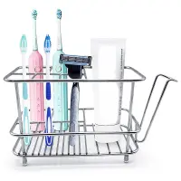 Toothbrush Holder for Bathroom Wall or Counter, Non-Slip Mat Drill-Free Toothbrush Organizer for Electronic Toothbrush