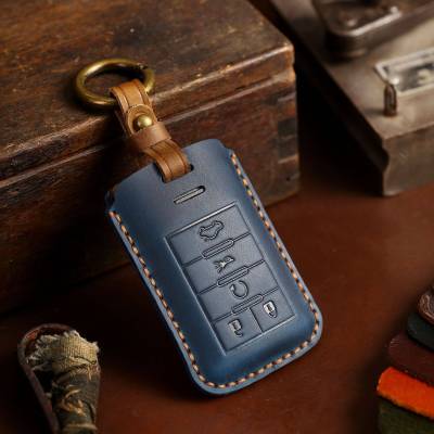 Leather Car Key Case Cover Fob Accessories for Cadillac Srx 2014 Seville Sls Xts Escalade Cts Keychain Holder Keyring Shell Bag