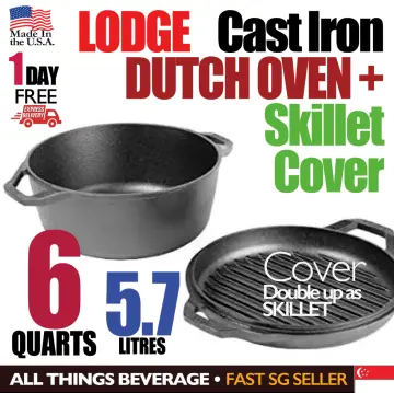 Lodge LC6DD 6 Quart Cast Iron Double Dutch Oven