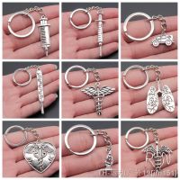 hot【DT】✈  Doctor Needle Syringe Stethoscope EMT Caduceus Lungs Keychain Jewelry Medicine Graduate