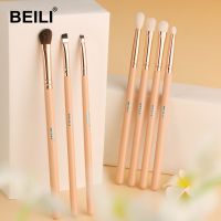 BEILI PINK 7Pcs Goat synthetic hair Precise eye shadow eyeliner Contour Rose Makeup brush Set Makeup Brushes Sets