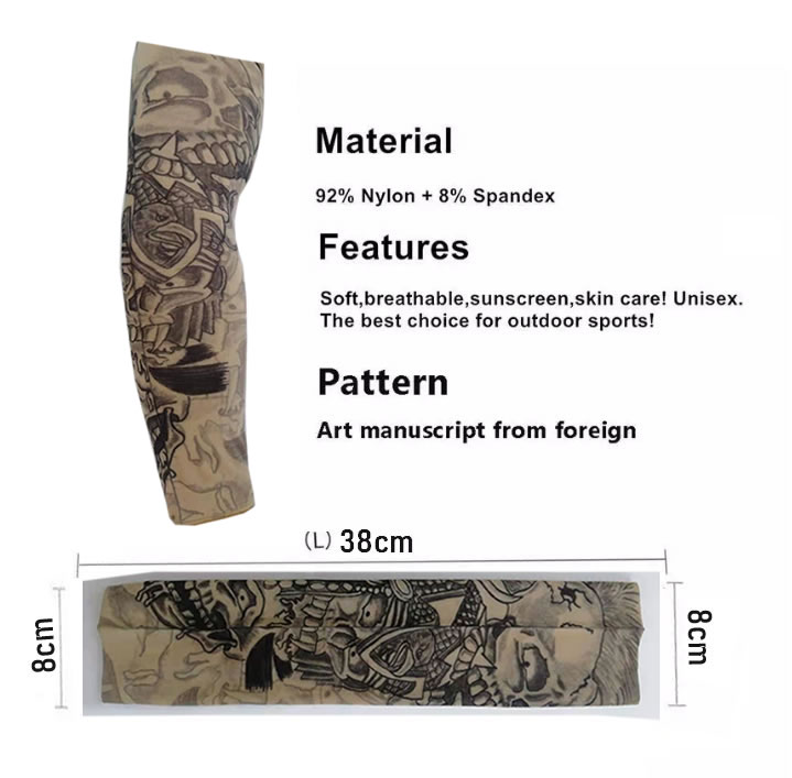 REAL Ice Silk Tattoo Arm Cover Compression Arm Sleeves for Men Women Fingerless Design With Non-Slip Palm 