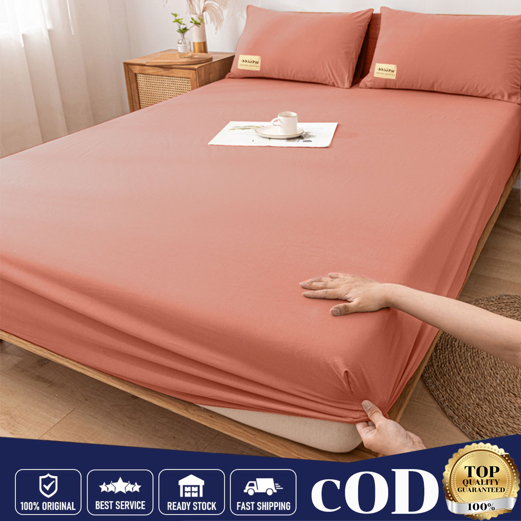 [ship in 24 hours] Hotel Premium Cotton 3in1 Queen King/2in1 Single Size Fitted Bedsheet Set Bedsheet 650 TC Getah Kelly With Pillow Case (Cadar Murah)