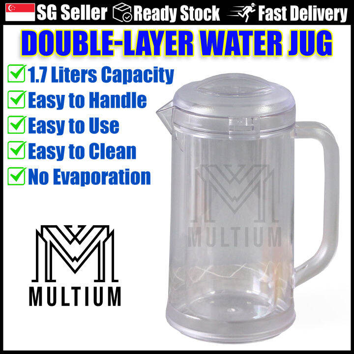 DoubleLayer Water Jug Transparent with Double Concave Lid, Double