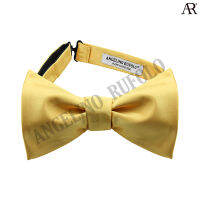 ANGELINO RUFOLO Bow Tie Tying(โบว์หูกระต่ายแบบผูกเอง) ผ้าไหมทออิตาลี่คุณภาพเยี่ยม ดีไซน์ Plain สีทองเข้ม/สีทองอ่อน/สีครีม/สีขาว/สีดำ