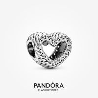 Official Store Pandora Snake Chain Pattern Open Heart Charm