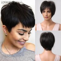 Short Pixie Cut Synthetic Wig Natural Black Straight Fake Hair With Bangs Layered Wig for Women High Temperture Daily Cosplay [ Hot sell ] Toy Center 2