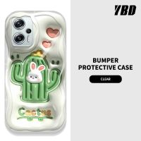 เคสโทรศัพท์มีลายคลื่น YBD สำหรับ Xiaomi Poco X4 GT Redmi K50i 5G ต้นกระบองเพชรน่ารักและกระต่ายลวดลายวัสดุซิลิโคนกล้องปกป้องเต็มรูปแบบ