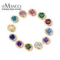 【YF】 EManco-Colar de Aço Inoxidável para Mulheres Pingente Birthstone Fazer Jóias Acessórios DIY 12 Cores Moda