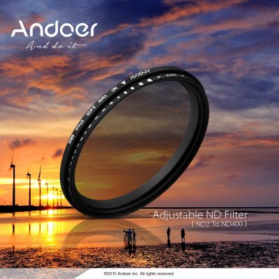 Andoer 52-82mm ND Fader Neutral Density Adjustable ND2 to ND400 Variable Filter Photography for Canon Nikon DSLR Camera