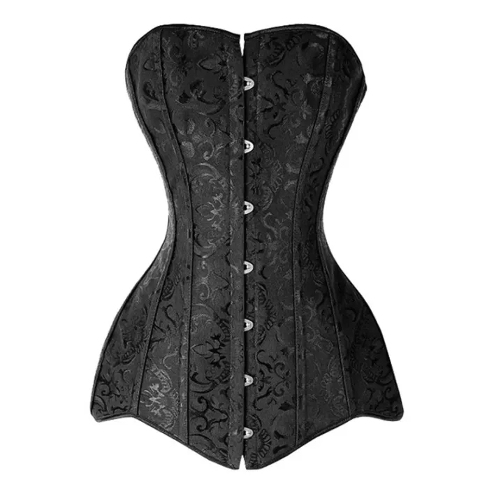 White Long Corset Women Steampunk Corset Waist Trainer Punk Goth