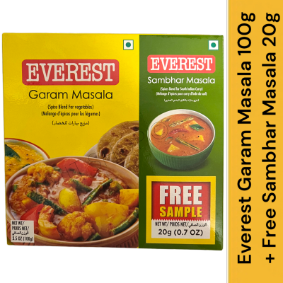 Everest Garam Masala ผงเครื่องเทศการัมมาซาลา ขนาด 100g. + FREE SAMABAR MASALA