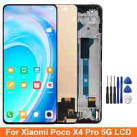 หน้าจอแสดงผล LCD สำหรับ Xiaomi Poco X4 Pro 5G 2201116PG หน้าจอสัมผัสจอแสดงผลแอลซีดีดิจิทัลพร้อมกรอบสำหรับเปลี่ยน Poco X4 Pro 5G