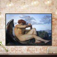 ✇✷ ผ้าใบพิมพ์ Fallen Angel โดย Alexandre Cabanel ภาพวาดสีน้ำมันบนผ้าใบโปสเตอร์คริสเตียนศาสนา Wall Art Home Decor