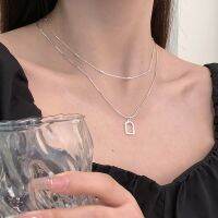 Kinel 925 Sterling Silver Original Certified Irregular Art Frame Double Layer Necklace For Women 15*10MM Fashion Fine Pendant