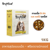 [1 กล่อง] TRUMEAL Triple Blend Raw Chicken Dog Food อาหารสุนัขแบบเม็ด  + ฟรีซดรายมิกเซอร์ (1 kg)