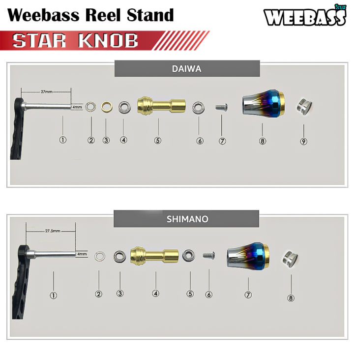 อุปกรณ์ตกปลา-weebass-ชุดแต่งรอก-รุ่น-star-knob-น็อปแต่งรอก-น็อปรอก-1ชิ้น