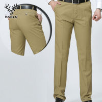 MH Summer thin middle-aged and elderly mens cal pants loose high waist cotton straight long pants