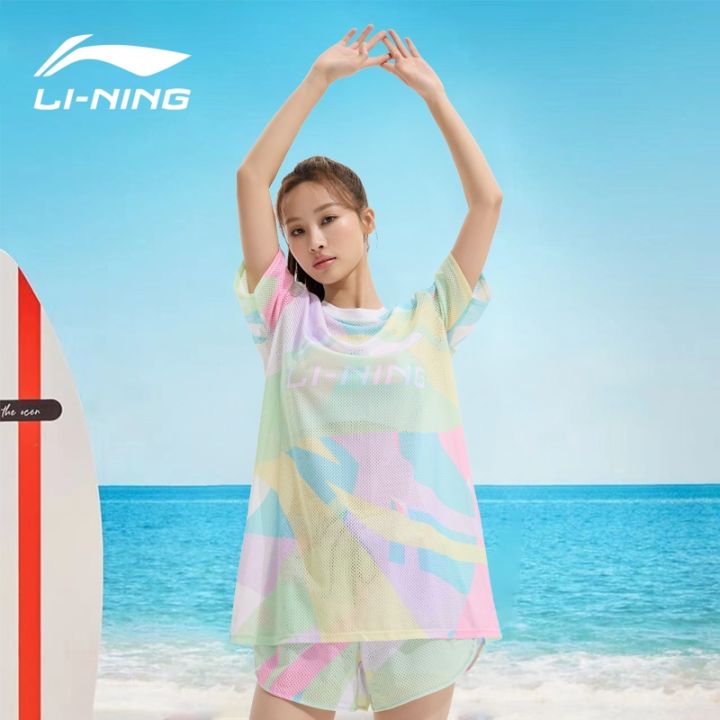 ชุดว่ายน้ำ-li-ning-แยก2023สำหรับผู้หญิงครีมกันแดดชายหาดใหม่แบบอนุรักษ์นิยมอุปกรณ์ชุดว่ายน้ำมืออาชีพลดความอ้วน