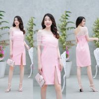 Maya-Fashion เสื้อผ้าผู้หญิง Dressออกงาน สีชมพู พร้อมส่ง