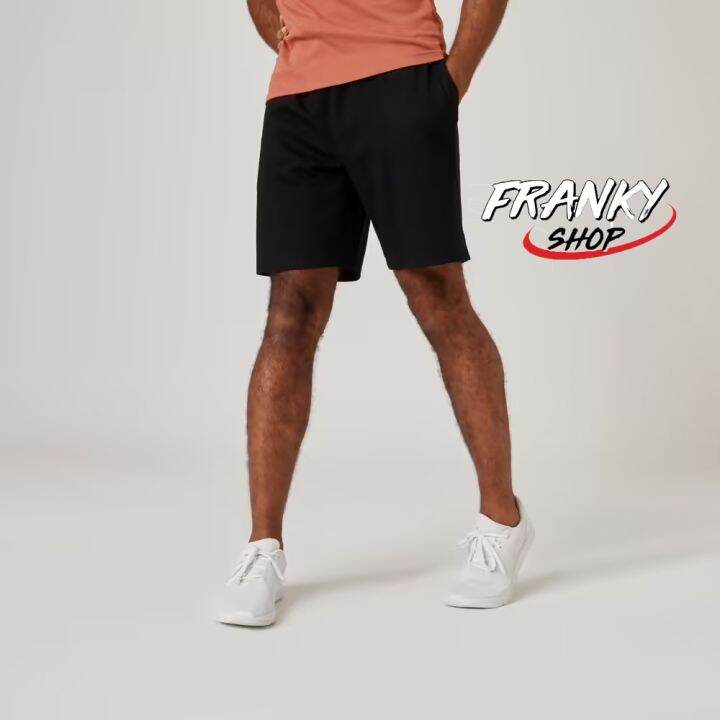 พร้อมส่ง-กางเกงขาสั้นสำหรับผู้ชายเพื่อกายบริหาร-mens-straight-leg-cotton-fitness-shorts-essentials-with-pocket