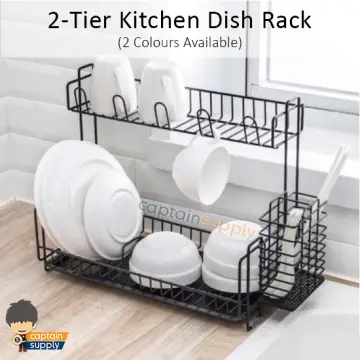 Bamboo Dish Drying Rack with Removable Flatware and Kitchen Knife Holder  Wooden Dish Drainer Rack 2-Tier Dish Holder - China Wooden Dish Rack and  Bamboo Dish Drying Rack price