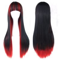 Soowee 70Cm Long Women Hair Ombre Color High Temperature Fiber Wigs Pink Blue Synthetic Hair Cosplay Wig Peruca Pelucas