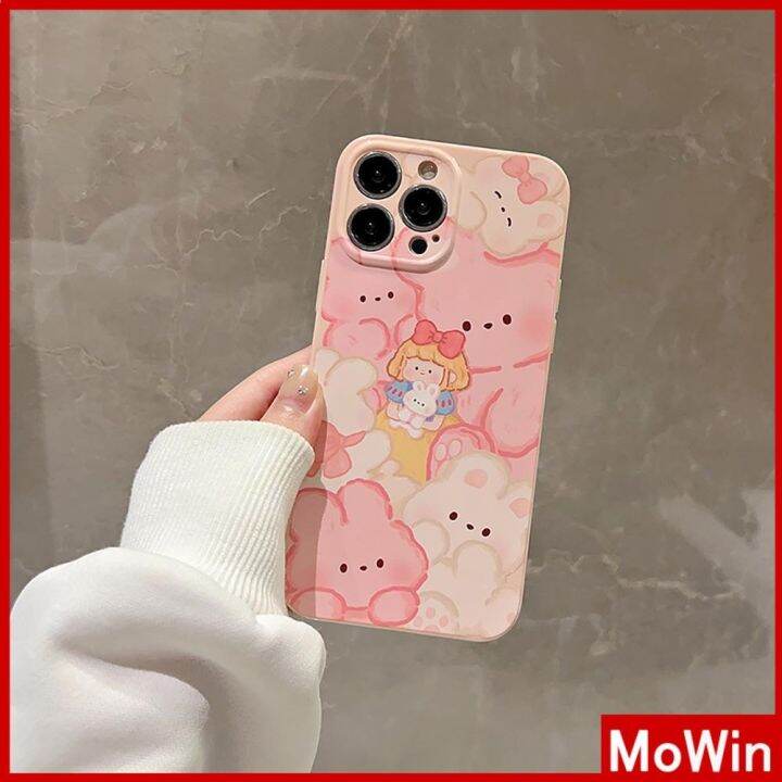 mowin-เข้ากันได้สำหรับ-เคสไอโฟน-เคสไอโฟน11-เคส-สำหรับ-iphone-14-เคสไอโฟนครีมเคสนิ่มเคลือบมัน-กันกระแทกฝาครอบกล้องป้องกันหมีน่าร