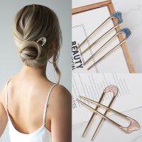 【YF】℗❣  New Fashion Metal Alloy U Hair Stick Clip Gold Color Enamel Hairpin Female Plug Headwear