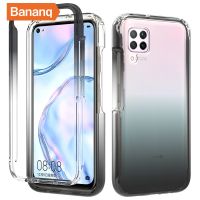 {Taoyitao เคส} Bananq 360โปร่งใสค่อนข้างมากไล่ระดับกล่องสีสำหรับ Huawei P30 P40 Lite E Pro P Smart S 2020 2021 Mate 40 Nova 7i 8 9ฝาปิด SE