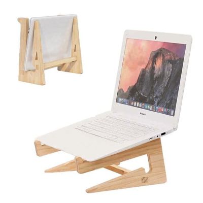 Wood Laptop Stand Cooling Bracket Universal for 15-17 inch Notebook Macbook Pro Air IPad Pro Detachable Wooden Holder Mount Laptop Stands