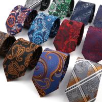 New Design Paisley Ties High Quality Fashion 7cm Red Blue Necktie For Men Wedding Workplace Slim Narrow Collar Tie Accessories