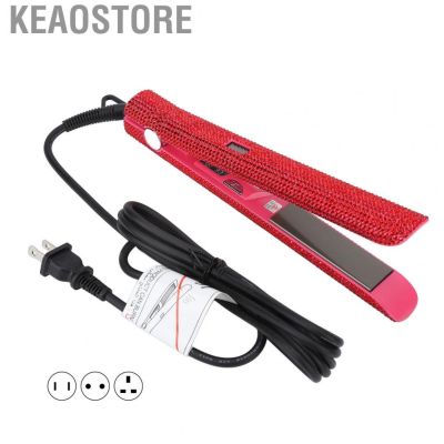 Keaostore Rhinestone Flat Iron  Hair Curling Red Hair Straightener Versatile Energy Saving Adjustable Quick Heat  for Studio for Girls .fx