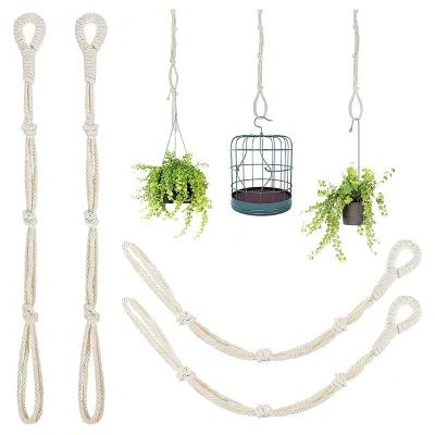 4 Pieces Macrame Beige Plant Hanger Extender Rope Plant Hanging Basket Extender Large Hanging Plant Pot Holders