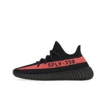 รองเท้าผ้าใบผช อาดิดาสออริจินัล Yeezy Boost 350 V2 "Core Black Red" รองเท้าสนีกเกอร์ด้านบนต่ำ Unisex รองเท้าผ้าใบผู้ชาย