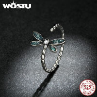 WOSTU 2021 925 Sterling Sliver Adjustable Authentic Insect Dragonfly Open Size Rings For Women Female Original Jewelry CTR216