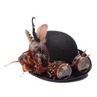 Black Steampunk Hat Gothic Fedora Women Party Billy Groom Copper Top Hats