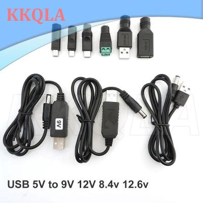 QKKQLA USB 5V to 9v 12v 12.6V 8.4v boost line power to DC 5.5x2.1mm male mini 5pin type c Step UP Module connector Cable Converter