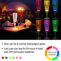 6 Pcs Led Wine Champagne Flute Glasses Water Liquid Activated Flashing Light-up Cups Sale Gift Decorated Champagne Goblets