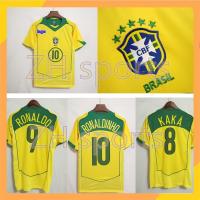 2004 Brazil Home jersey Retro Jersey Football 04 Brazil jersey KAKA 8 RONALDO 9 RONALDINHO 10 ชุดฟุตบอลผู้ชาย เสื้ออเมริกันฟุตบอล เสื้อสโมสรฟุตบอล