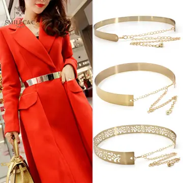 Ladies Metal Wide Waistband Golden Women's Belt Waist Chain Mirror Skirt  Coat Dress Accessories Luxury Chain Women Belt