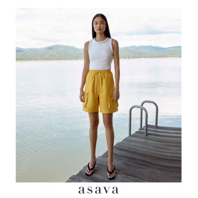 [asava aw21] Safari High-waist Shorts  กางเกงผู้หญิง ขาสั้น แต่งกระเป๋าข้าง