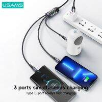 Hot USAMS U83 66W 3 In 1 Digital Display Cable สำหรับ 14 13 12 11 Quick Chargng Data Cable สำหรับ OPPO Samsung